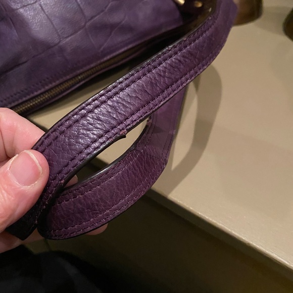 B. Makowski Purple Leather Large Tote - Picture 10 of 14